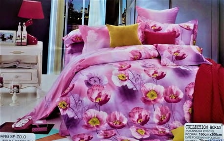 Komplet pościeli w rozmiarze 160x200 cm Kwiaty fiolet