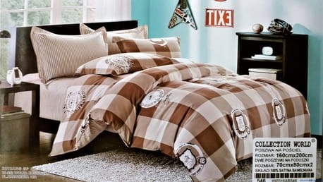 Komplet pościeli w rozmiarze 160x200cm Kratka brązowa
