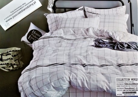 Komplet pościeli dwustronnej w rozmiarze 160x200 cm KRATKA BIAŁO CZARNA