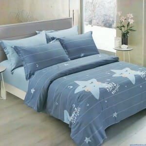 Komplet pościeli dwustronnej 140x200cm gwiazdki niebieska