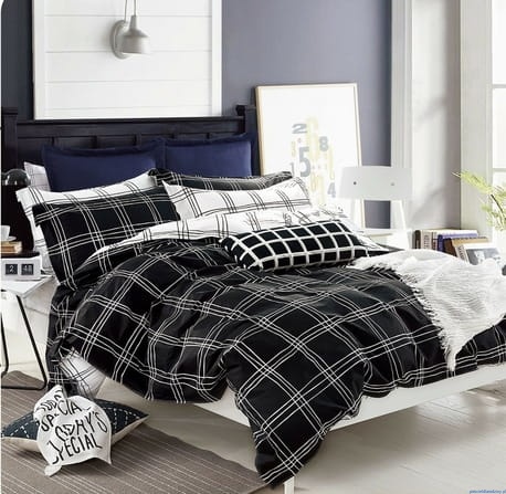 Komplet pościeli dwustronnej 200x220cm w czarno biała kratka