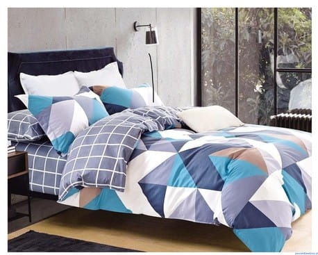 Komplet pościeli dwustronnej 200x220 cm niebieska geometryczna