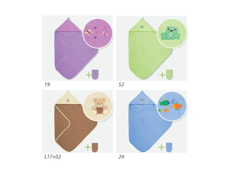 Okrycie kąpielowe z kapturem dla dziecka 85x85cm niebieskie rybki