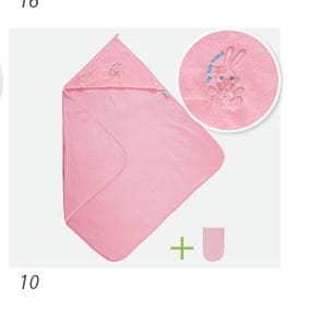 Okrycie kąpielowe z kapturem dla dziecka 85x85cm różowy króliczek.jpg