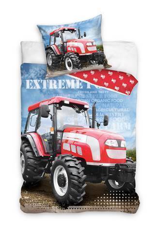 Pościel dwustronna bawełniana 160x200 cm 100% czerwony TRAKTOR