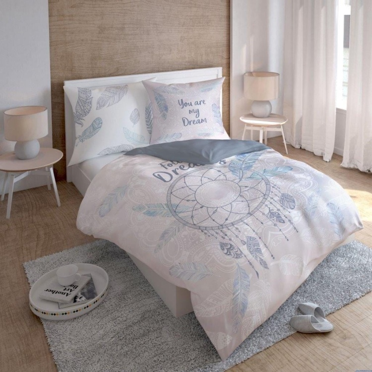 Komplet pościeli z bawełny dwustronnej 160x200cm pióra łapacz snów-018.jpg