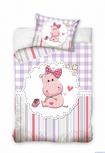 baby191002 sim (1).jpg Komplet pościeli dwustronnej dla dzieci różowa 100x135 cm hipcio kratka