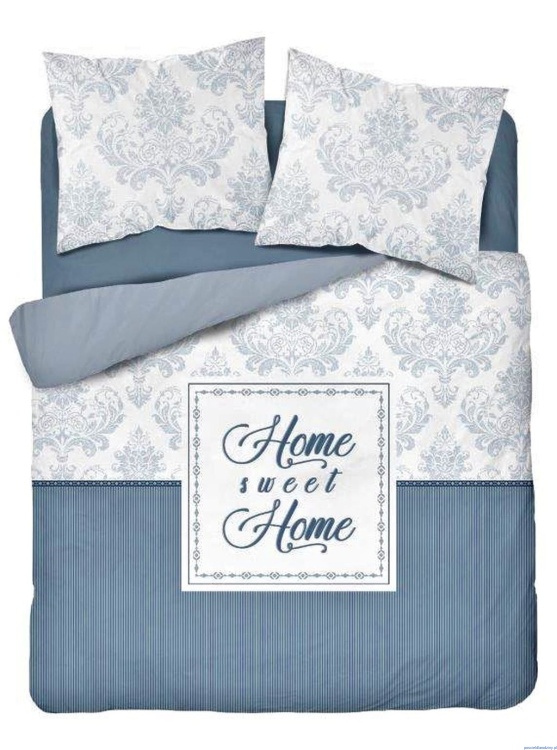 Pościel z bawełny dwustronnej 160x200cm popiel ,biała czerń HOME SWEET