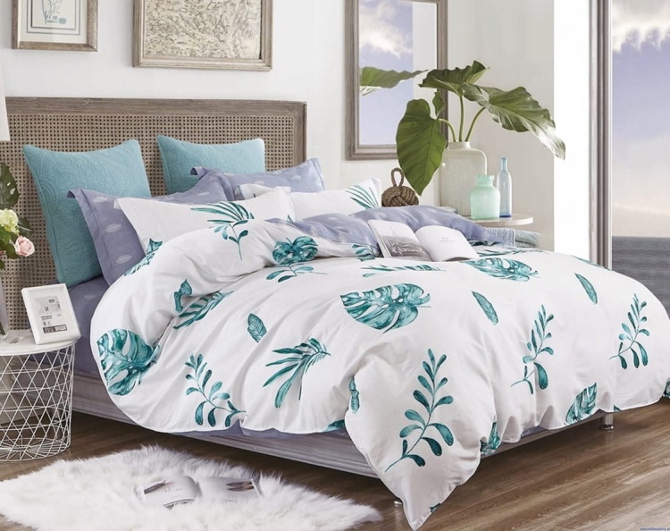 Pościel 160x200 monstery zielone liście popielata.jpg poscieldlarodziny.pl