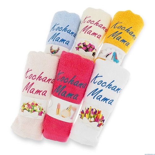Ręcznik bawełniany 50x100 cm Kochana  mama kolor zielony