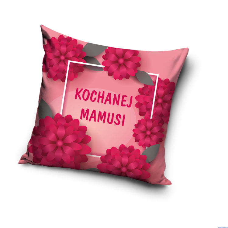 Poszewka 40x40 cm Kochanej Mamusi różowa w kwiaty DM204003 SIM.png