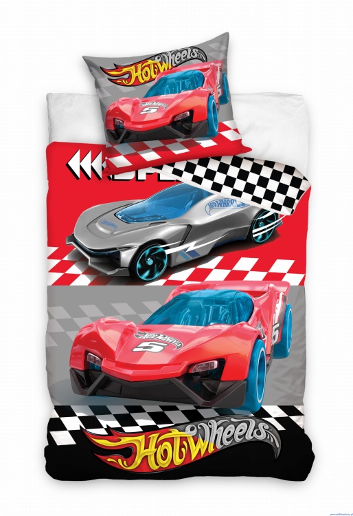 Komplet pościeli dwustronnej 160x200cm bawełniana HOT WEELS AUTA