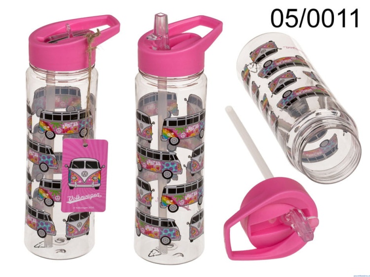 Butelka bidon 550ml niekapek z autami VW, Adwenture,bus Różowa