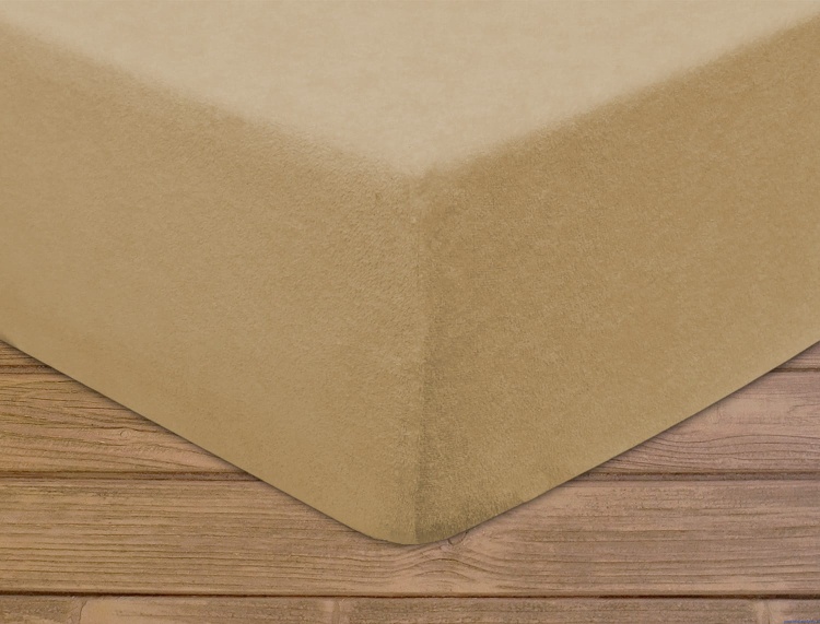 Prześcieradło FROTTE z gumka 160x200 cm beżowy - poscieldlarodziny.pl