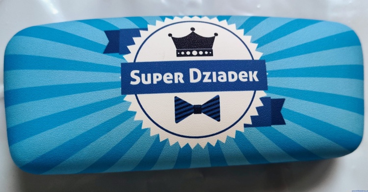 Etui na okulary na Dzień Dziadka z napisem SUPER DZIADEK