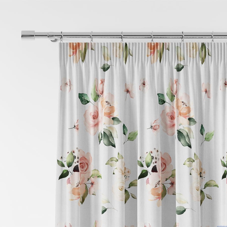 Zasłona LANOSA  gotowa na taśmie 140x270cm 3 warianty wieszania w róże