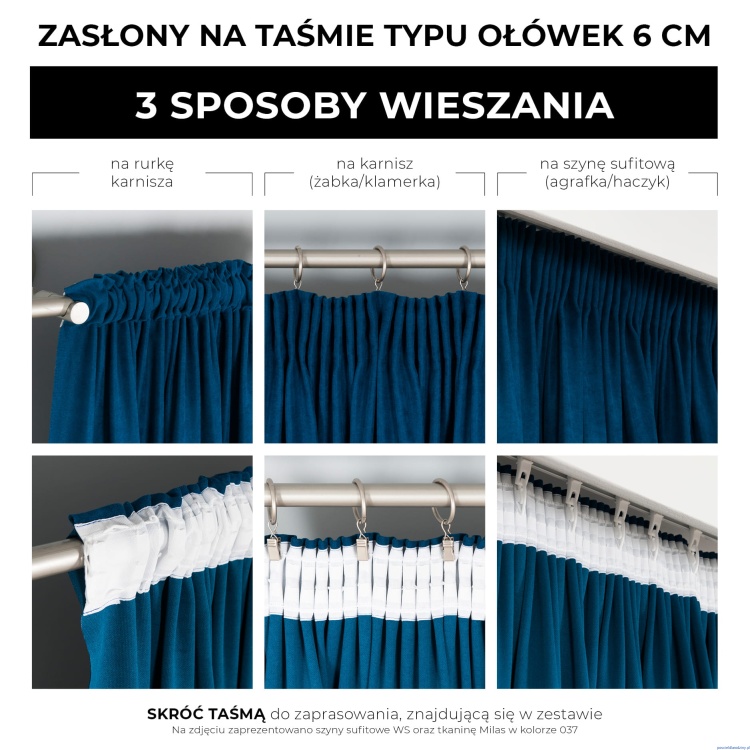 Zasłona LANOSA  gotowa na taśmie 140x270cm 3 warianty wieszania w róże