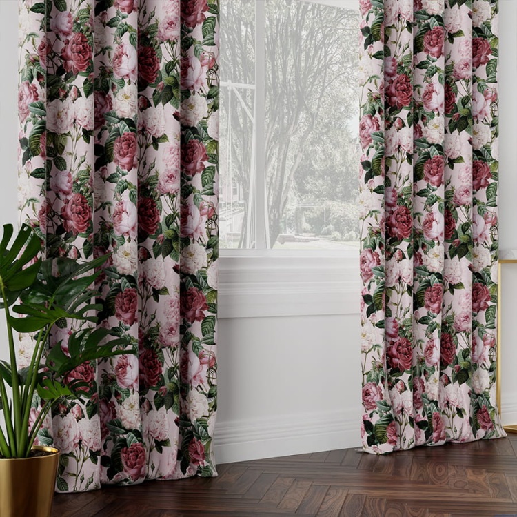 Zasłona peonia gotowa 140x270cm velvetowa na przelotkach