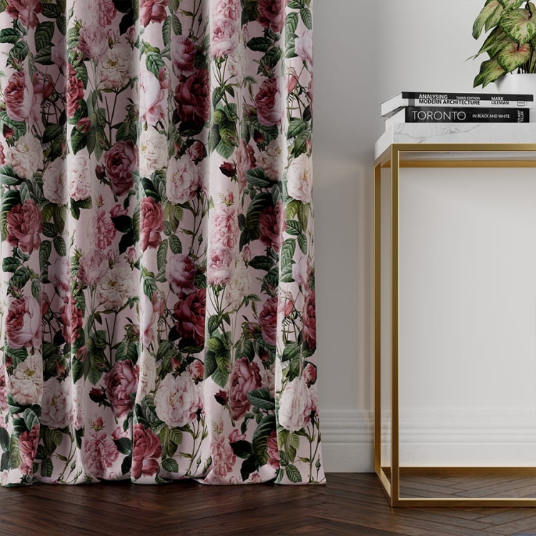 Zasłona peonia gotowa 140x270cm velvetowa na przelotkach