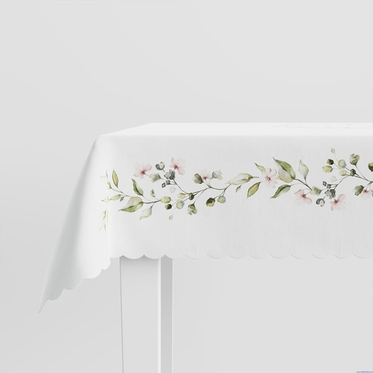 Obrus 140x180cm wodoodporny Lanosa z kwiatami łososiowo herbaciane (1)