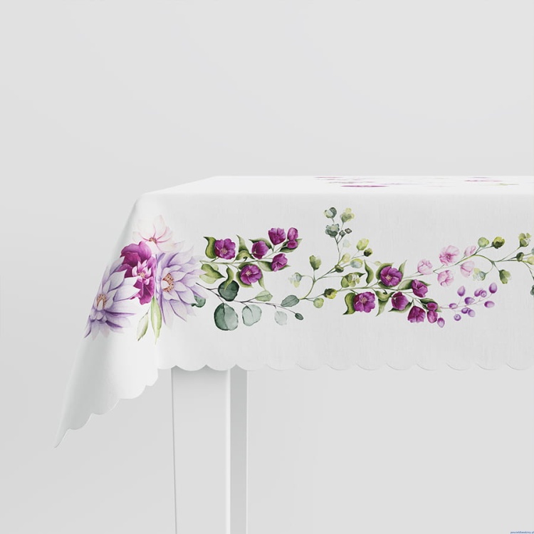 Obrus 140x180cm wodoodporny dalia z kwiatami fuksja