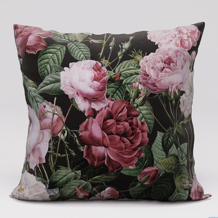Poszewka 40x40cm velvetowa PEONIA kwiaty morena