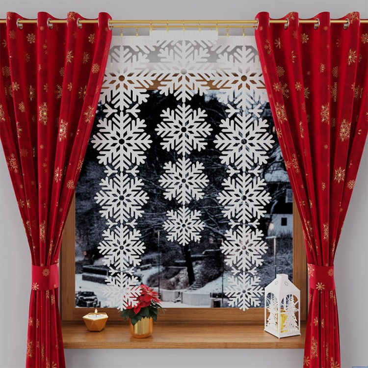 Panel żakardowy 37x145cm śnieżynka biały