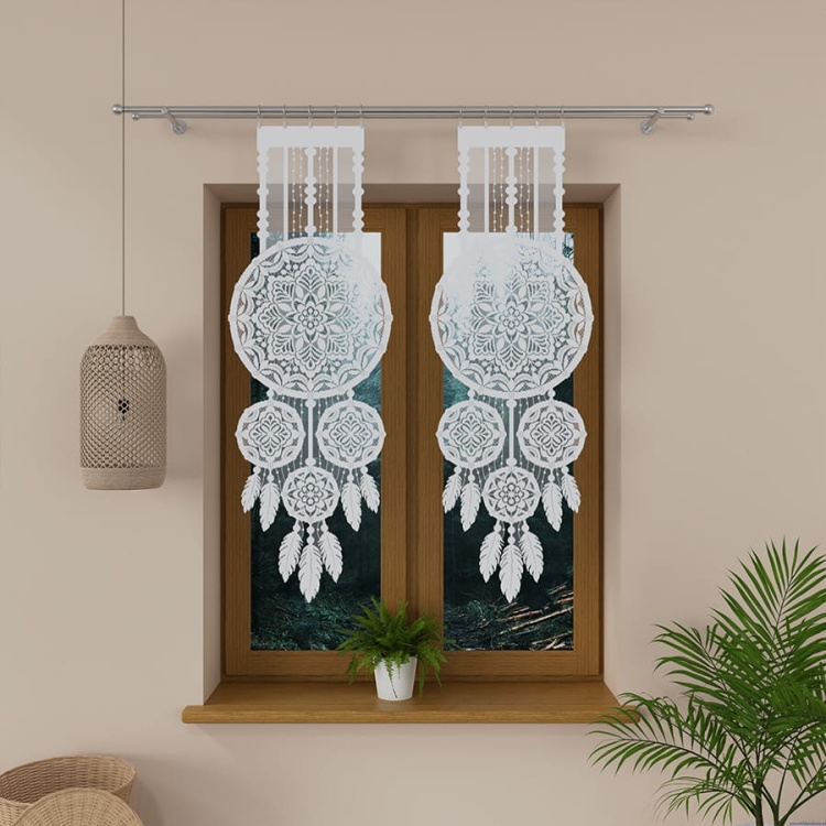 LEA Panel żakardowy gotowy, łapacz snów, szerokość 45 x wysokość 130cm, kolor  biały poscieldlarodziny.pl