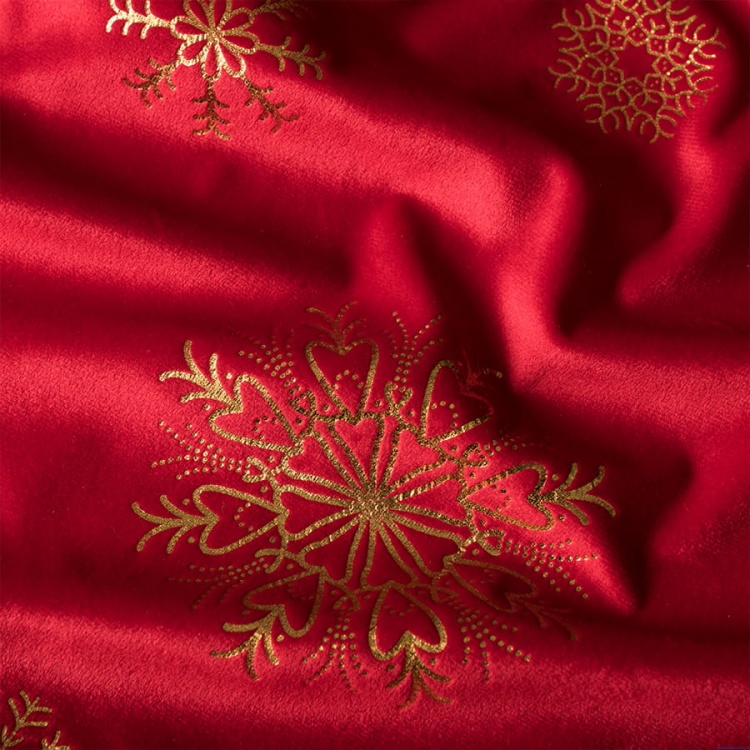 Bieżnik świąteczny 40x140cm velvetowy złote śnieżki wodoodporny