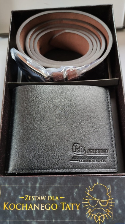 Zestaw dla taty z portfelem i paskiem Dzień taty brązowy