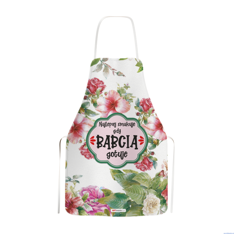 Fartuch kuchenny dla Babci NAJLEPIEJ SMAKUJEw kwiaty