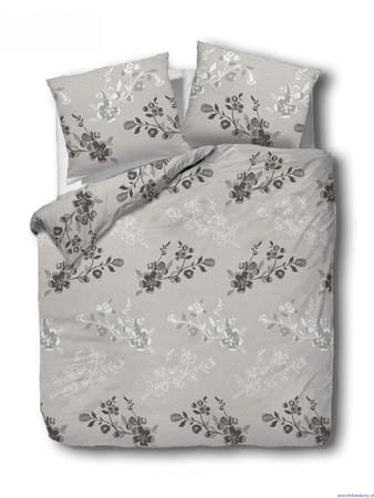 Komplet pościeli z bawełny w rozmiarze 160x200 Beżowo popielata w kwiaty