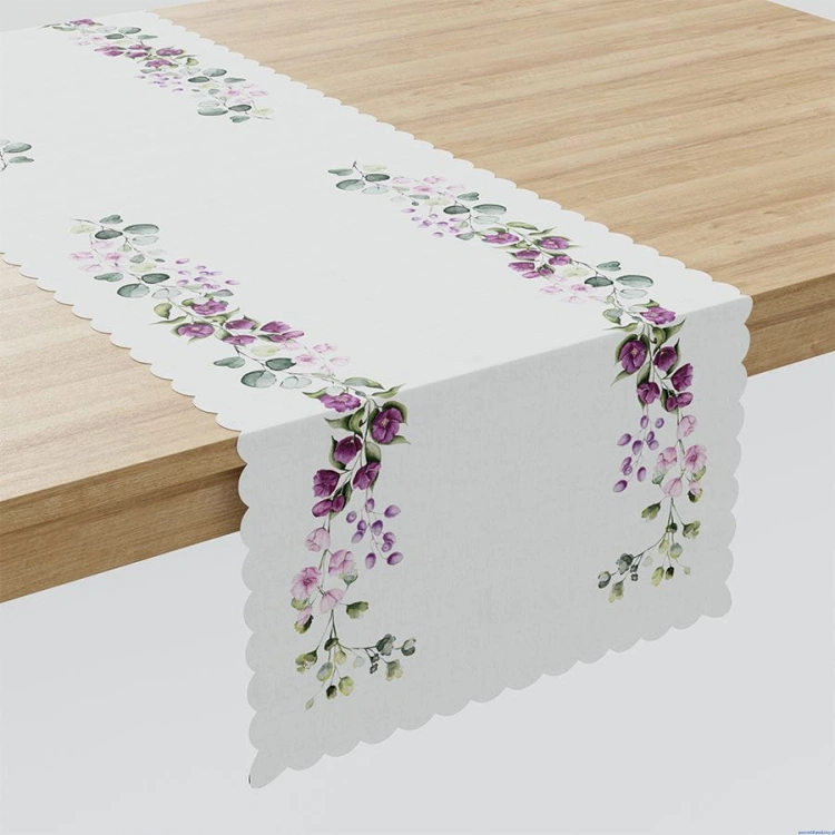 Bieżnik 38x140cm wodoodporny z kwiatami fiolet dalia