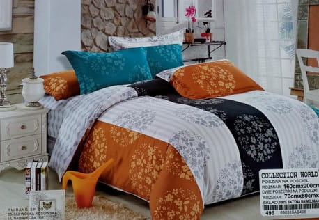 Komplet pościeli dwustronnej w rozmiarze 160x200cm brąz biel szara kwiaty
