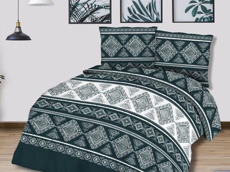 Komplet pościeli z bawełny satynowej 140x200cm wzorzysta biała z ala granat