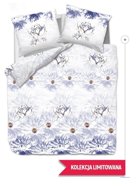 Komplet pościeli satynowej 140x200 cm kwiaty biało fioletowe