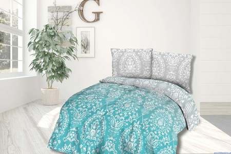 Komplet pościeli z bawełny w rozmiarze 140x200 Ombre turkusowo popielata