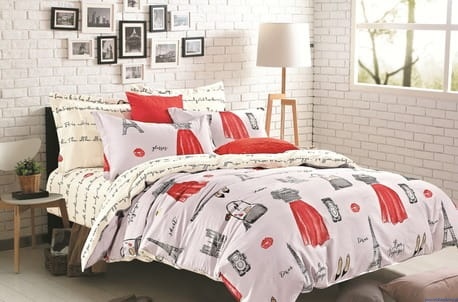 Komplet pościeli dwustronnej 200x200cm w sukienki i torebki